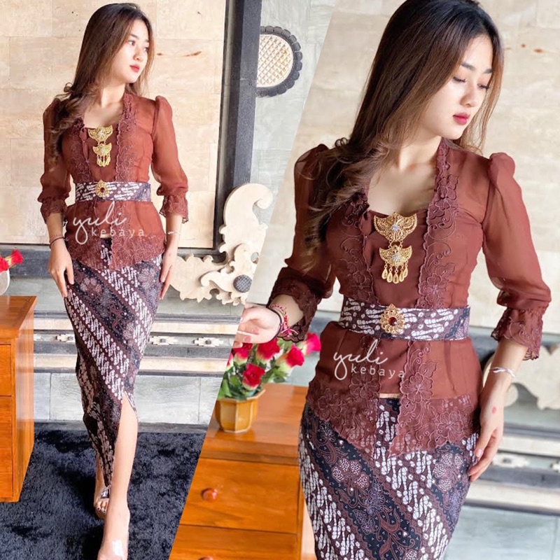 Set Kebaya Sifon Bordir Bali Jadi