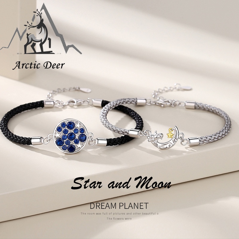 Gelang couple Sterling silver S925-Star and Moon Gelang Pasangan gelang fashion  perak asli S925 Original Arctic Deer