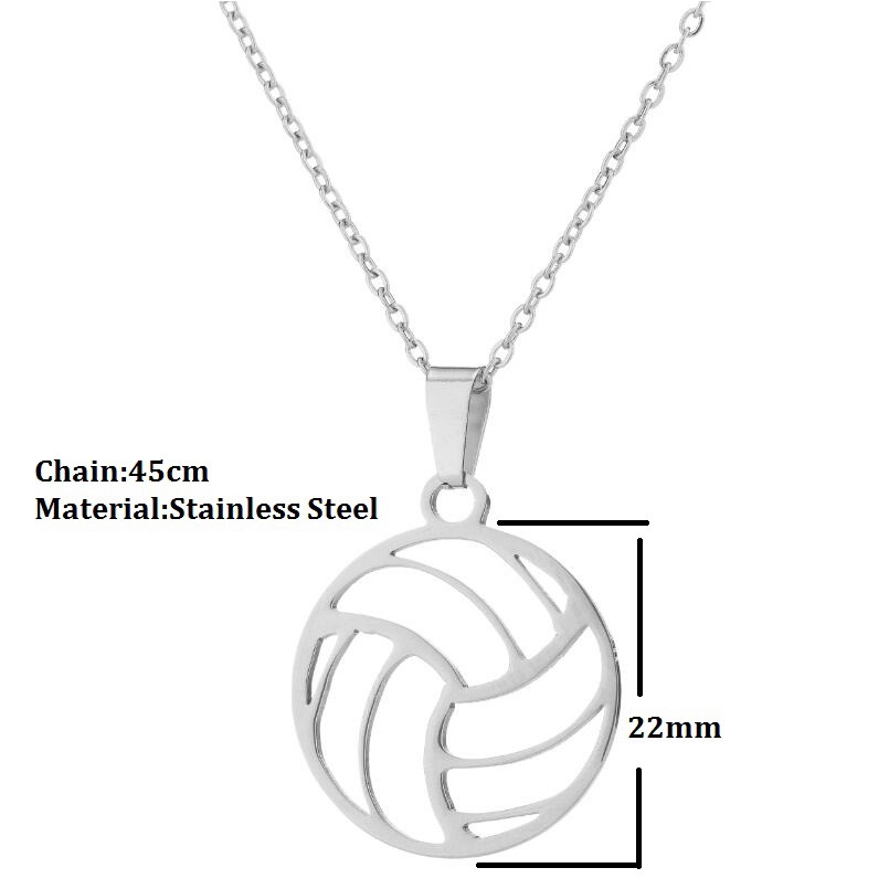 New Sports Accessories Men's and Women's Volleyball Stainless Steel Pendant Necklace Collar Chain