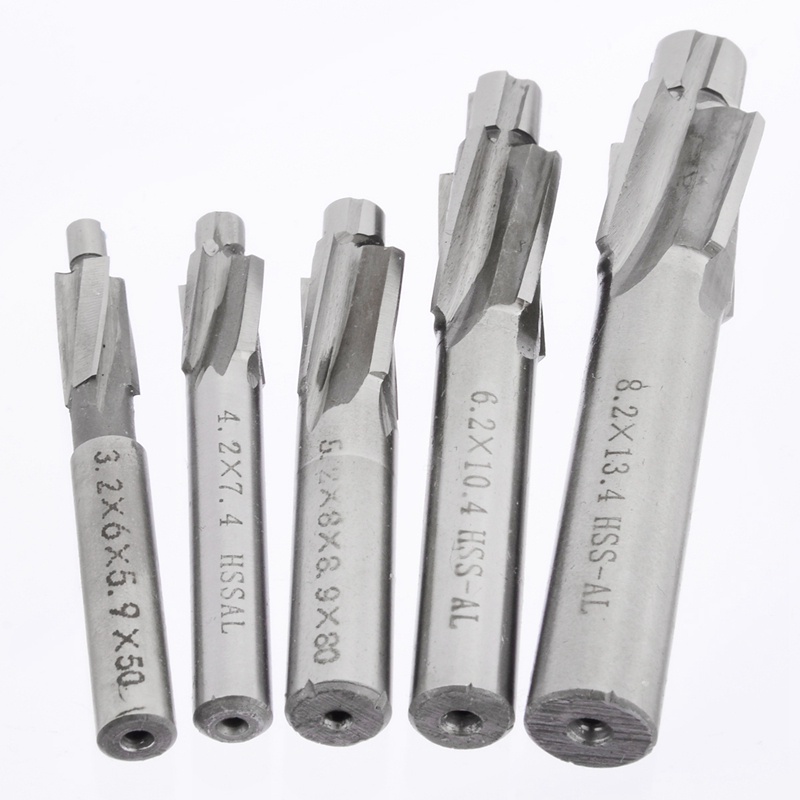 5pcs Mata Bor Hss Counterbore End Mill M3-M8 Pilot Slotting Tool Milling Cutter