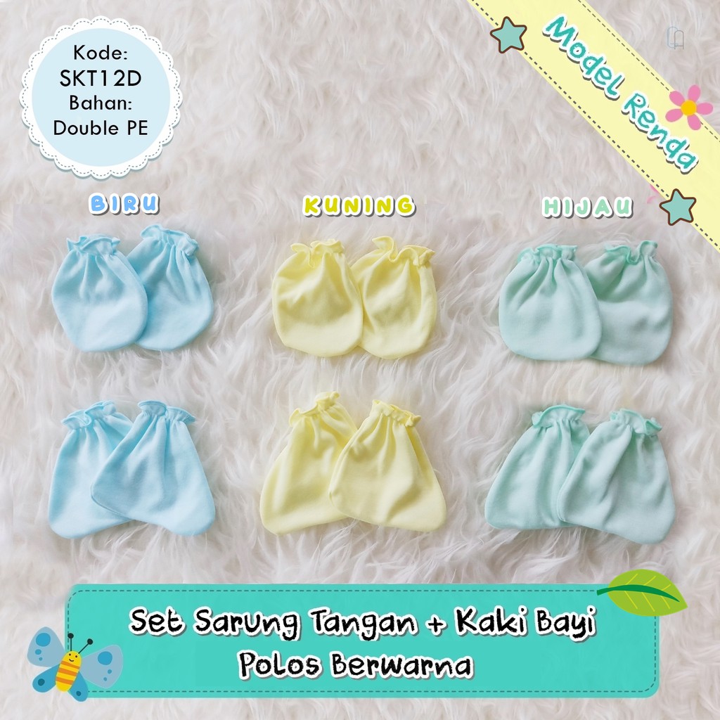 Set Sarung Tangan  Kaki Bayi  Newborn Polos Berwarna 