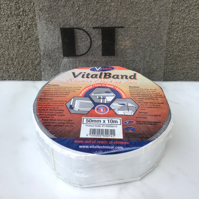 Isolasi Talang VITALBAND 10mtr x 5cm - Bitumen Flashing Tape 10 m 50mm - Lem Talang Anti Bocor