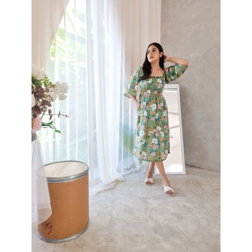 Dress Wanita Alexandra Panjang Daster Putri Bali [DPB] Alexandra Chicory Bisa COD