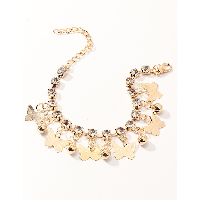 LRC Gelang Tangan Fashion Golden Diamond Ball Butterfly Bracelet D81694