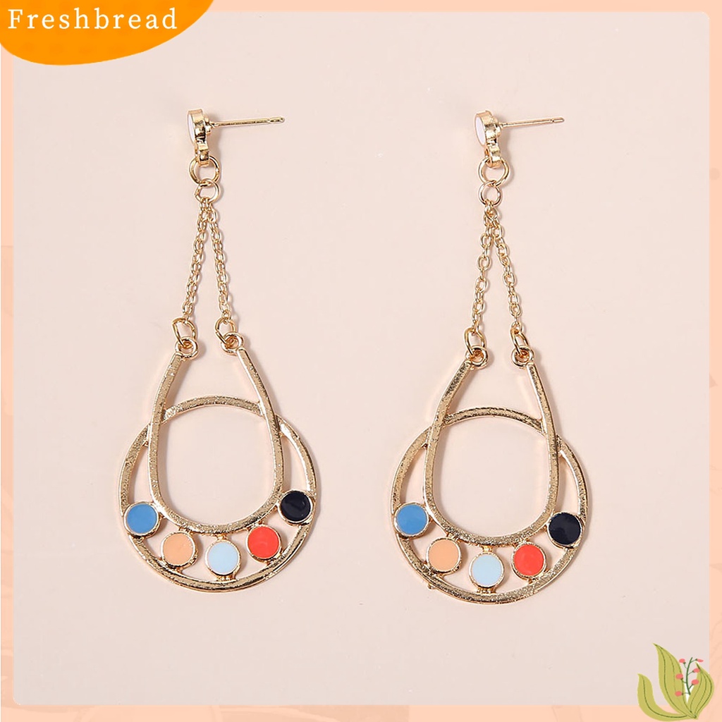 Terlaris Drop-shaped Multicolor Flower Dangle Ear Stud Earrings Jewelry Accessories Gift