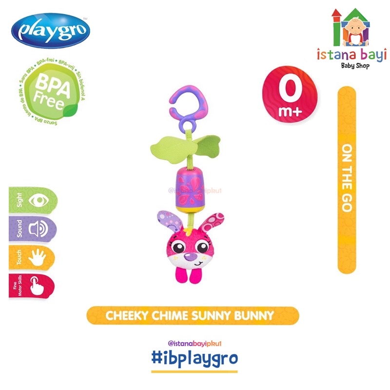 Playgro Baby Cheeky Chime Sunny Bunny - Mainan Gantung Stroller