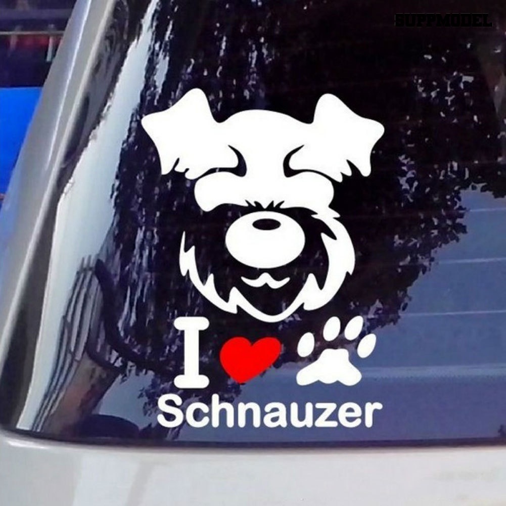 Sticker Decal Reflektor Dekorasi Mobil Gambar Anak Anjingtulisan I Love Schnauzer