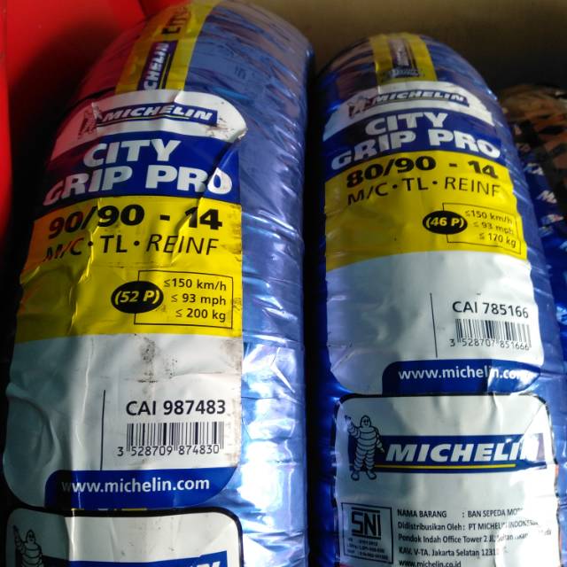 Paket ban tubles matic michelin city grip pro 80/90 + 90/90.14 free pentil for all matic