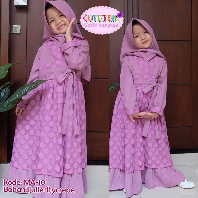 [Ankho_Shop] MA 10 Gamis Ungu Tule Polkadot Cutetrik