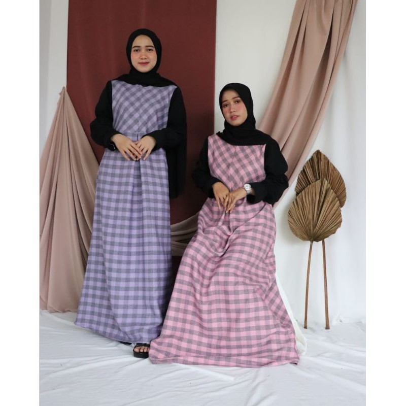 GAMIS RANYA KOTAK KOTAK KOMBINASI SQUER