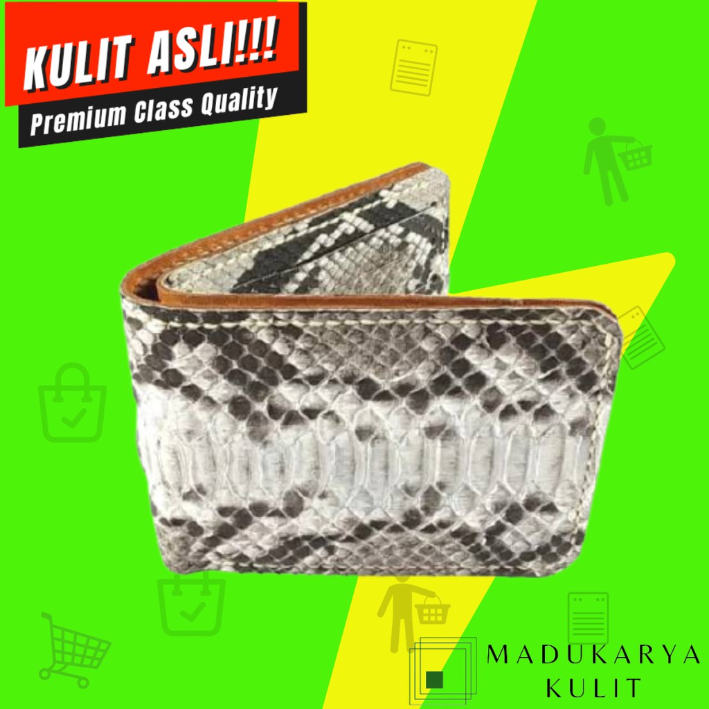 Dompet lipat Dompet pria handmade 100% Dompet kulit ular phython full asli motif abstrak