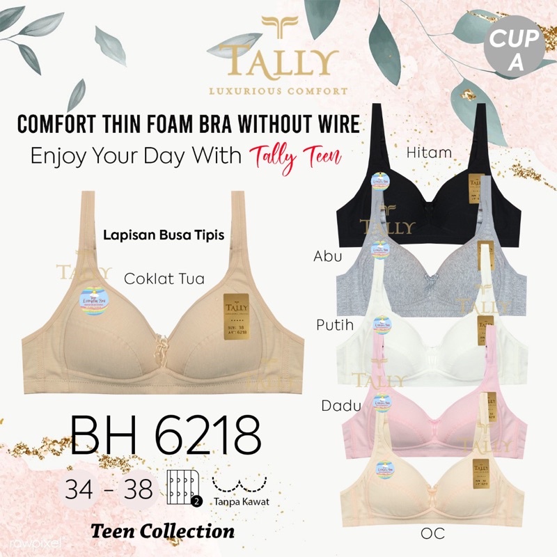 BH | Bra Remaja TALLY 6218 Bahan Katun Tanpa Kawat 34-38