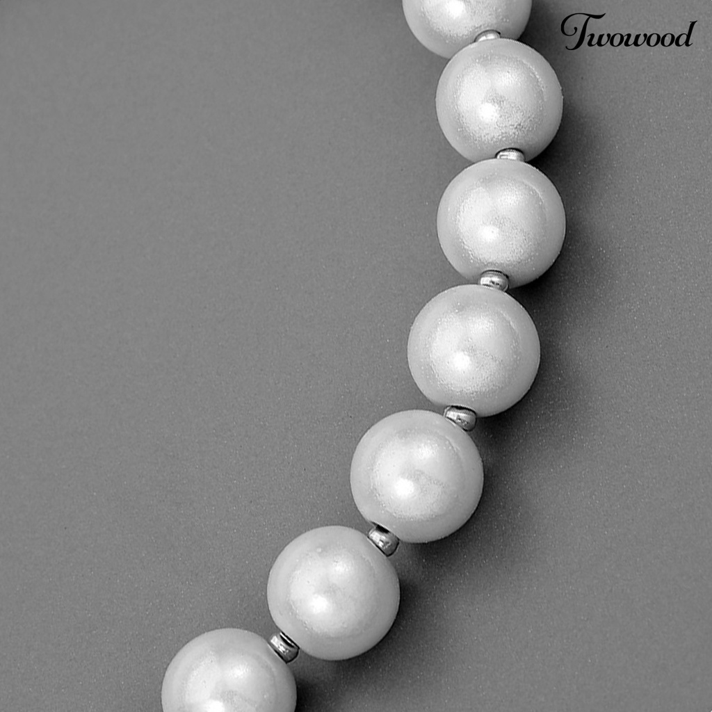 Kalung Choker Bahan Stainless Steel Aksen Mutiara Imitasi Untuk Pria