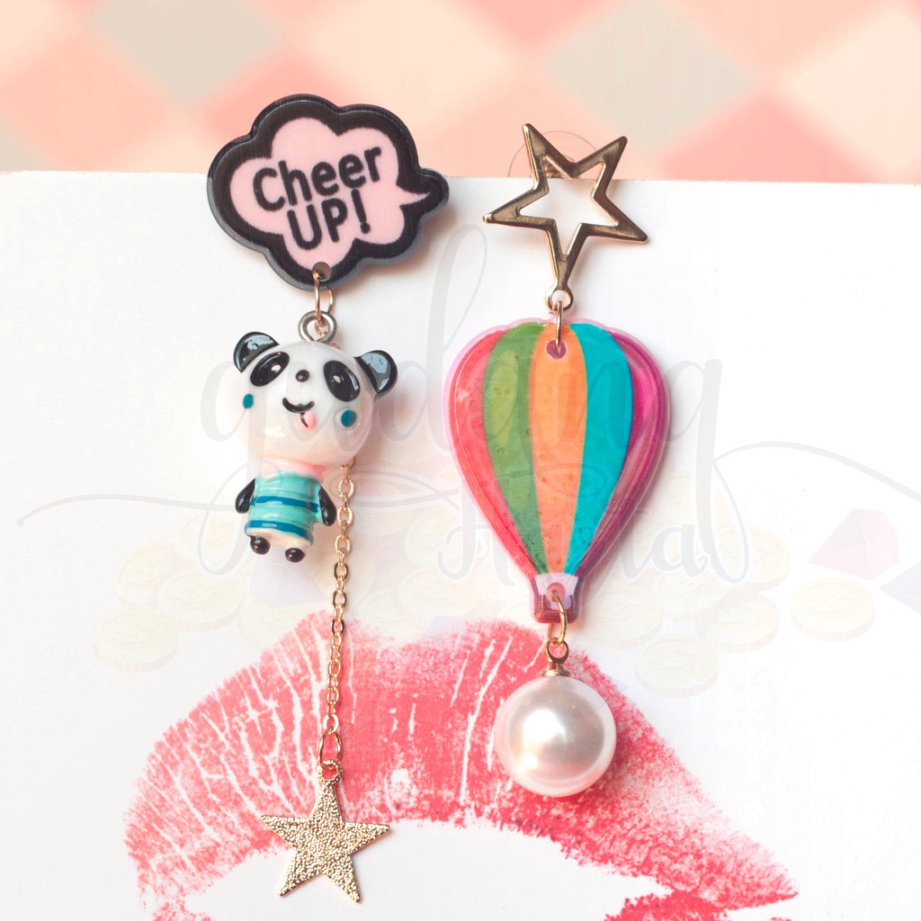 Anting Stud Panda And Air Balloon Lucu Unik GH 203718