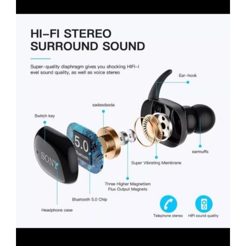 Sony TWS Bluetooth 5.0 wireless earbud headset handsfree HP