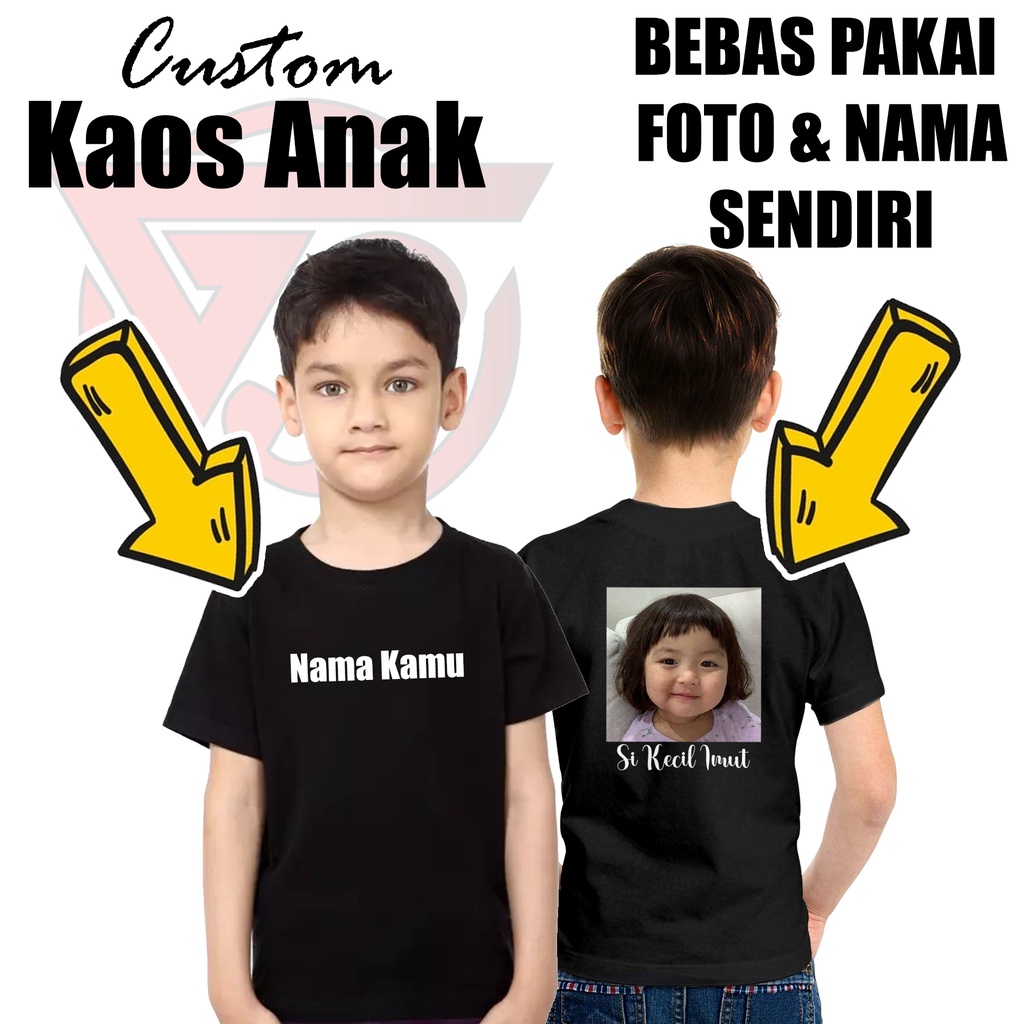 SEHARI JADI  Baju Kaos Sablon Anak Bisa Request Pakai Foto dan Nama Sendiri Baju Distro Baju Anak Co