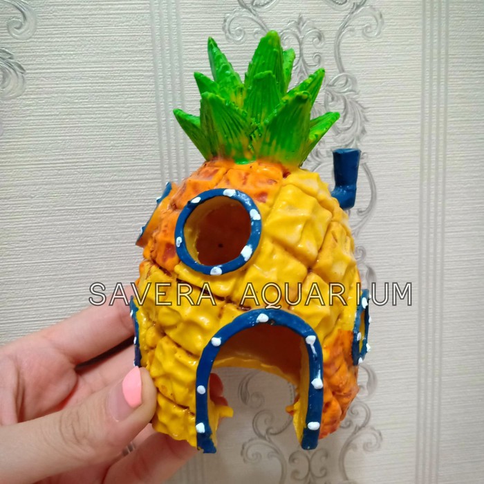Eksklusif RUMAH SPONGEBOB NANAS / IMPORT / FIBER / HIASAN AQUARIUM / MAINAN Terbatas