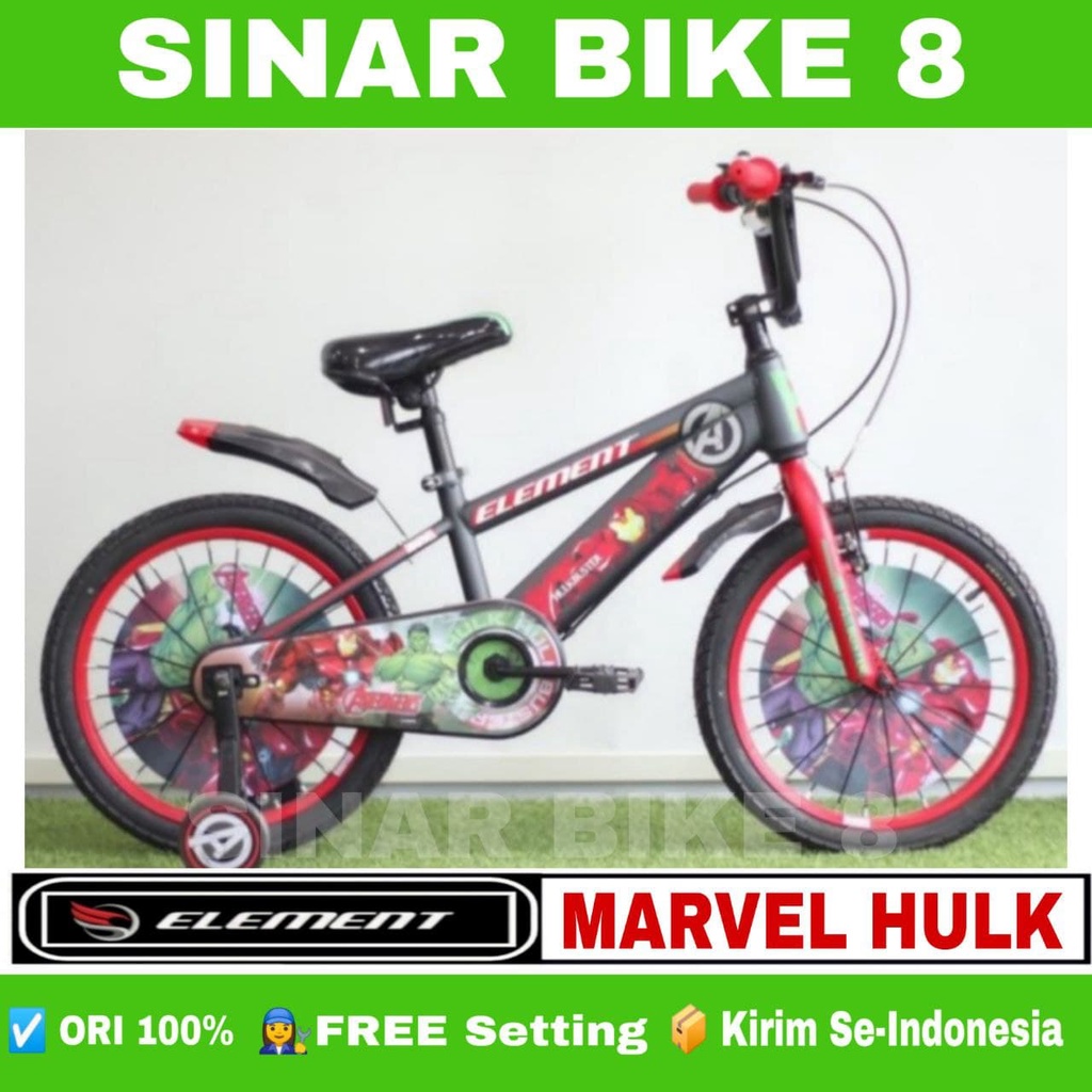 Sepeda Anak Laki Ukuran 12&quot;, 16&quot; dan 18 Inch BMX ELEMENT MARVEL HULK