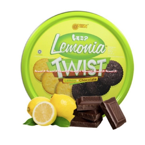 Nissin Lemonia Twist 360gr Biskuit 2 Rasa Lemon Chocolate Coklat Kaleng Nisin lemonnia