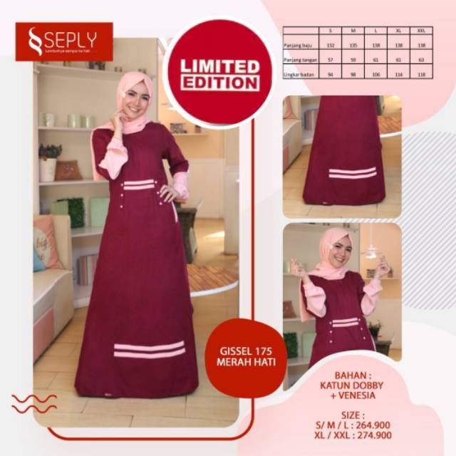 GAMIS GISSEL 175 NAVY &amp; MERAH HATI