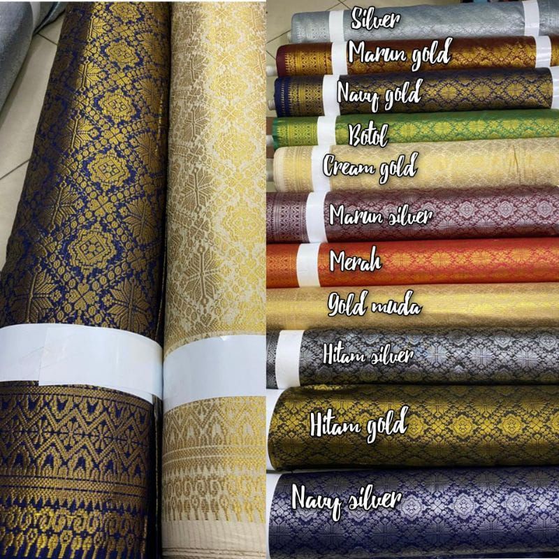 1roll kain songket Palembang harga grosir isi 45mtr untuk seragaman