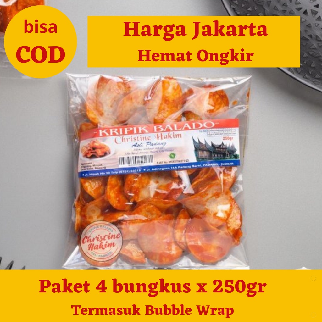 

[Paket 4 Bungkus] Cemilan Snack Keripik Balado Singkong Christine Hakim Kripik Kerupuk Krupuk Makanan Ringan Sanjai