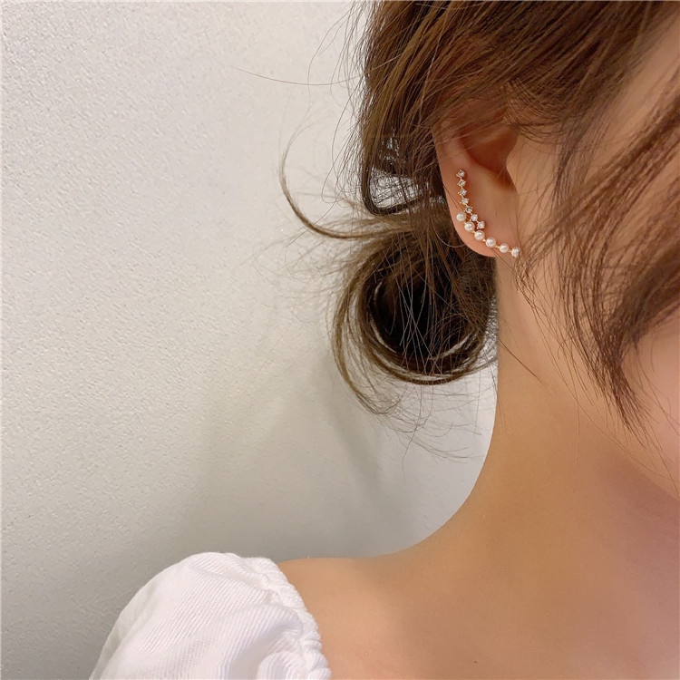 Dongdaemun halus anting-anting bertatahkan berlian imitasi Super Flash Mutiara anting-anting Instagr