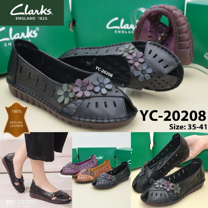 Clarks YC20208 myosotis flowers leather flat