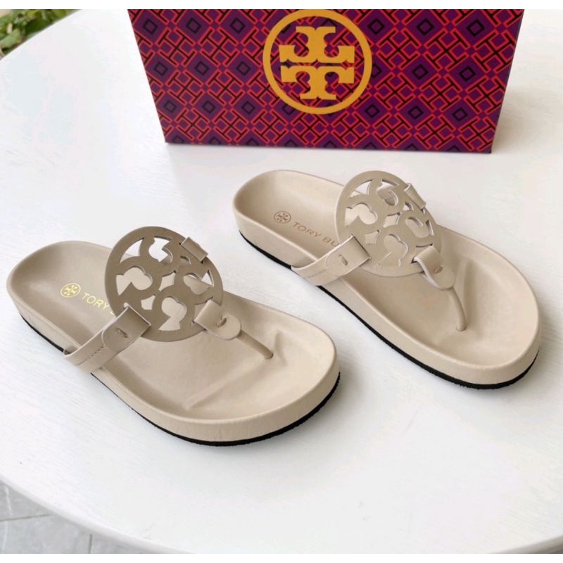 Tory Burch Off White Classic Wide Thick Bed Flip Flops