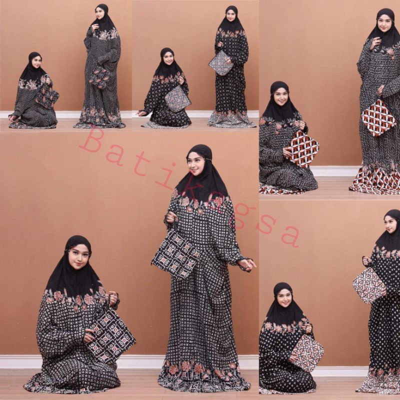 Mukena Batik Dewasa Cap Asli Pekalongan Free Tas