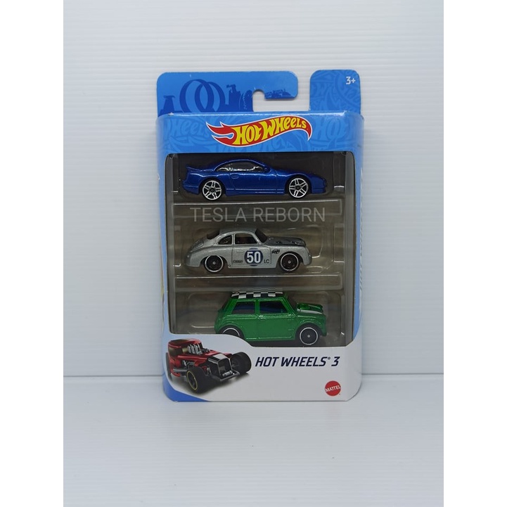 Hot Wheels Gift Pack 3 Morris Mini Hijau Porsche 356A Outlaw