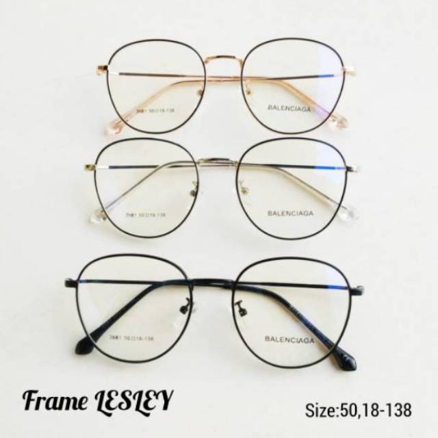 Promo!Paket Frame Kacamata Lesley Lensa Antiradiasi Minus Silinder, Kacamata Metal besi Vintage