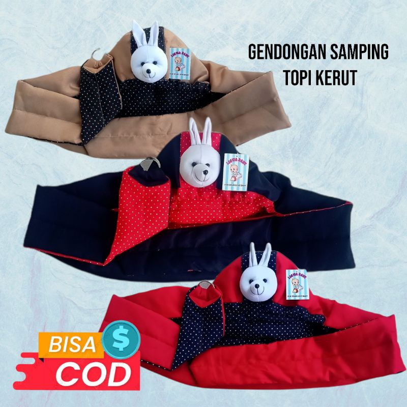 Gendongan samping bayi topi kerut