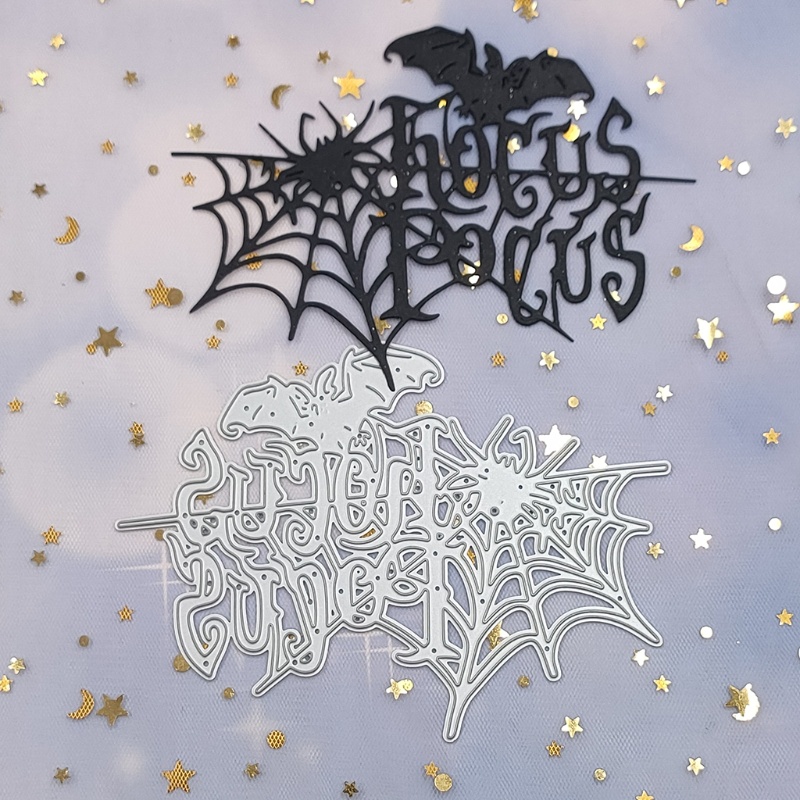 Cetakan Stensil Cutting Dies Motif Kelelawar Halloween Bahan Metal Untuk Scrapbook / Craft DIY