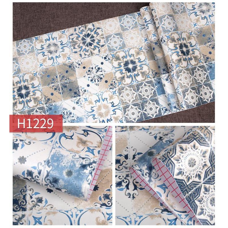 Wallpaper stiker (PREMIUM) 45cm x 10m motif tegel klasik kode 3030