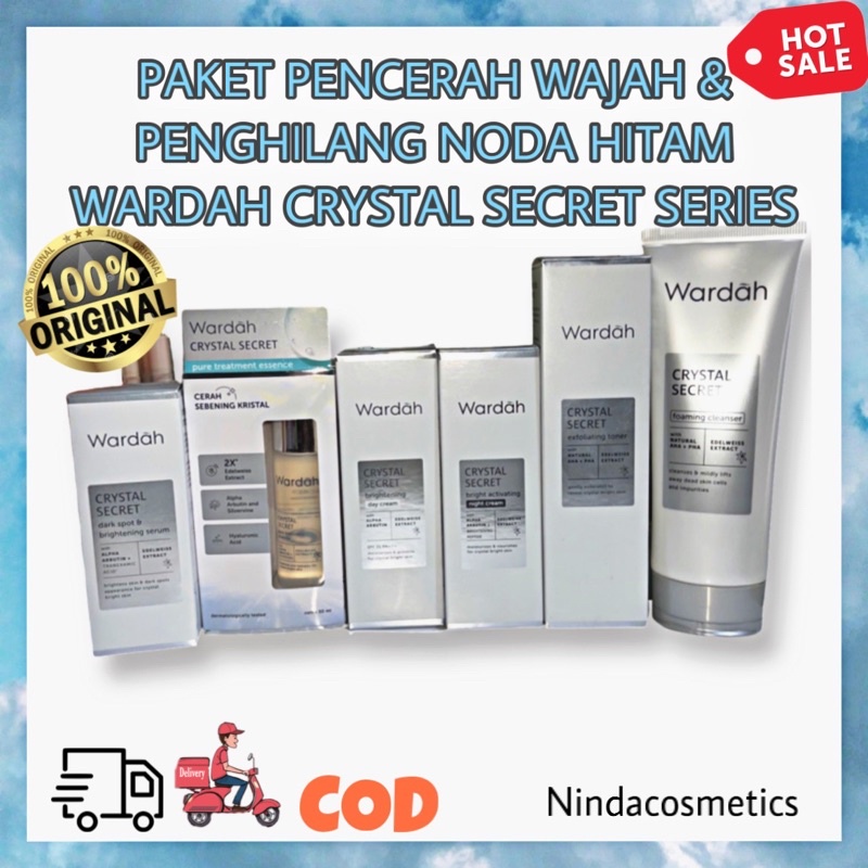 Paket pemutih/pencerah wajah & penghilang noda hitam wardah crystal secret