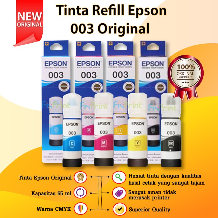 1 Set Original Ink Bottle Epson 003 Tinta Refill Printer EcoTank L1110 L3210 L3216 L3100 L3101 L3110 L3150 L5190