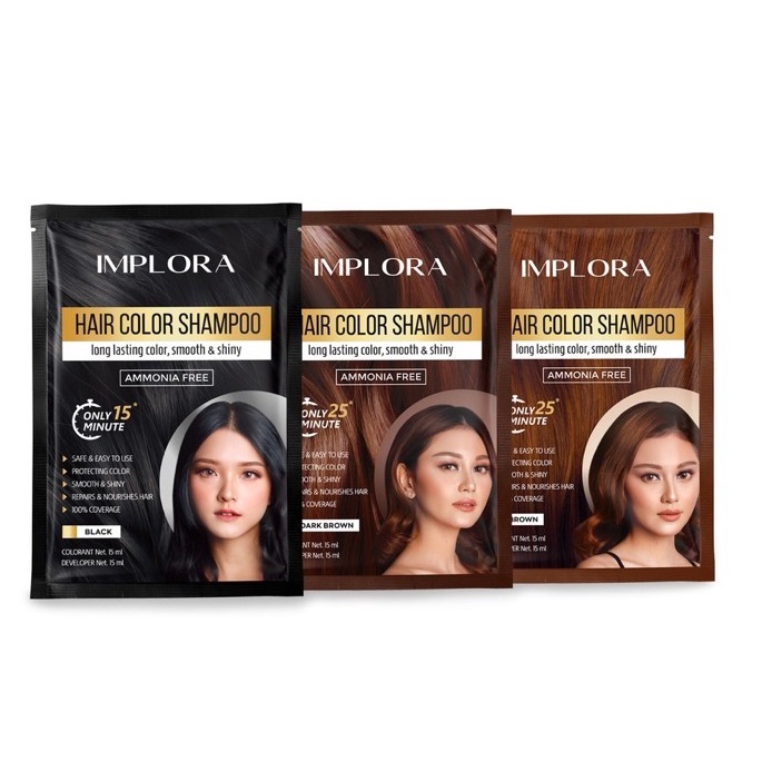 ✦SINAR✦ Implora Hair Color Shampoo Sachet - Ammonia Free