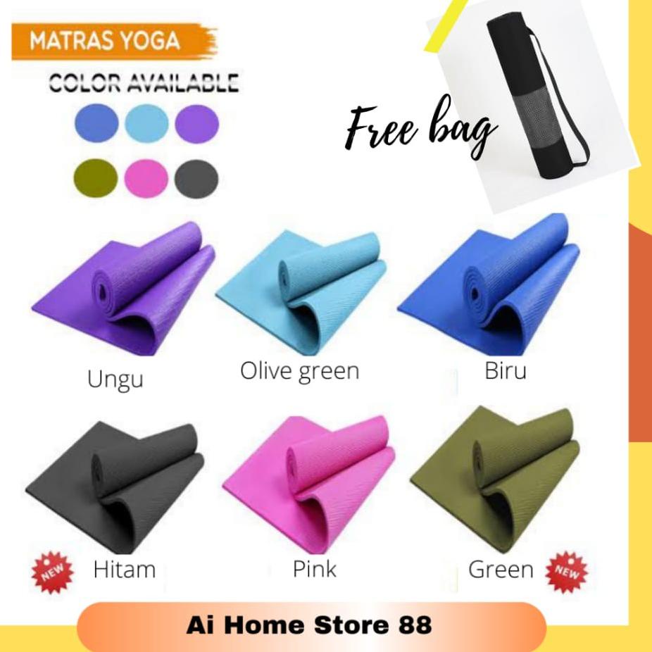 Paling Diminati Matras Yoga Mat Premium Tebal 6 Mm Uk 61 X 173 Cm Bonus Tas Anti Slip