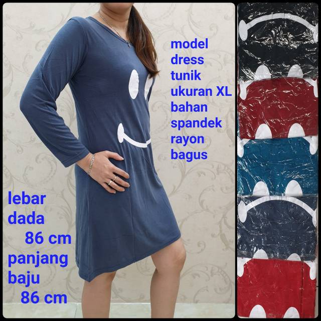 Tokoabelgrosir spandek bagus dress tunik Ukuran XL pjg. Gambar mata mulut