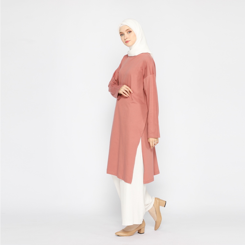 Tunik Wanita Kaos Muslimah Oversize LD 130 Pink Dusty Rose FemonRitch