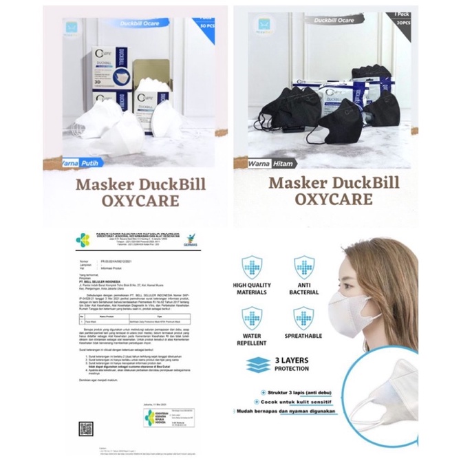 MASKER DUCKBILL OXYCARE 3ply Isi 50pcs
