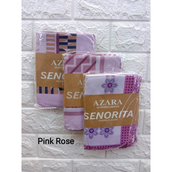 (original Azara) segi empat SENORITA MOTIF LC •• hijab segi empat Motif-Pink rose