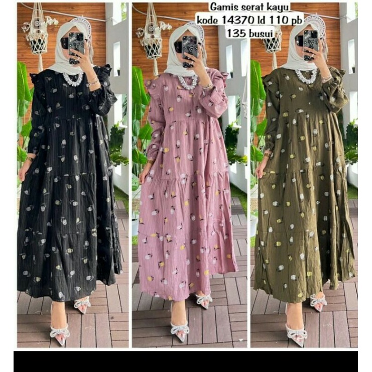 GAMIS BUNGA SERAT KAYU