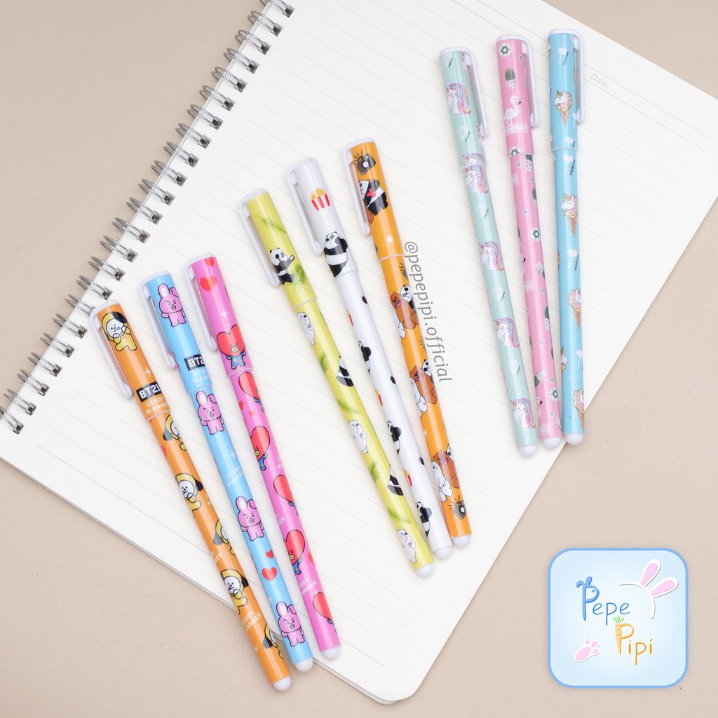 Pena 1 Set isi 10  Warna Warni Pena Warna Motif Pulpen Bolpen Marble Bolpoin Pen