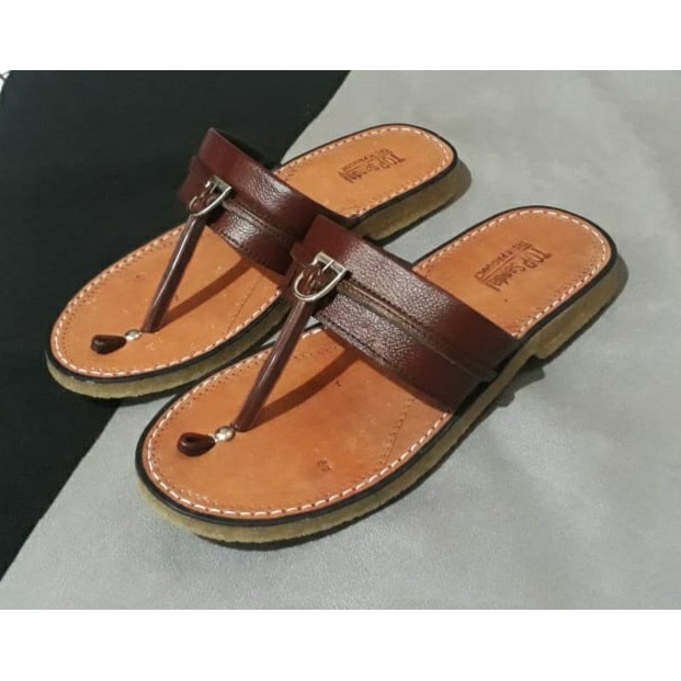 Sandal pria terompah kulit sapi asli