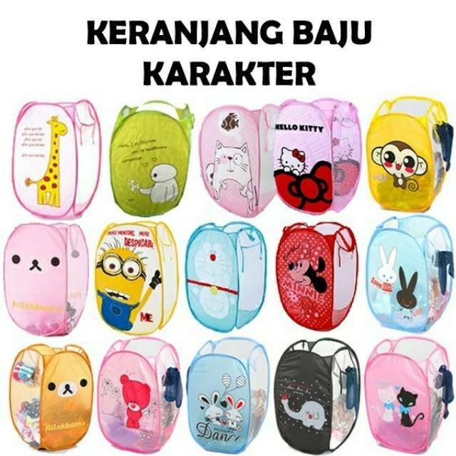 Keranjang Baju Lipat Karakter / Keranjang Baju Laundry Bag Karakter