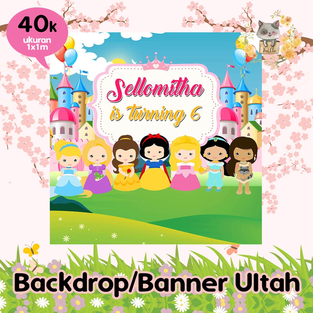 Backdrop Foto Princess Untuk Dekor Ultah/Banner Princess Ulang Tahun