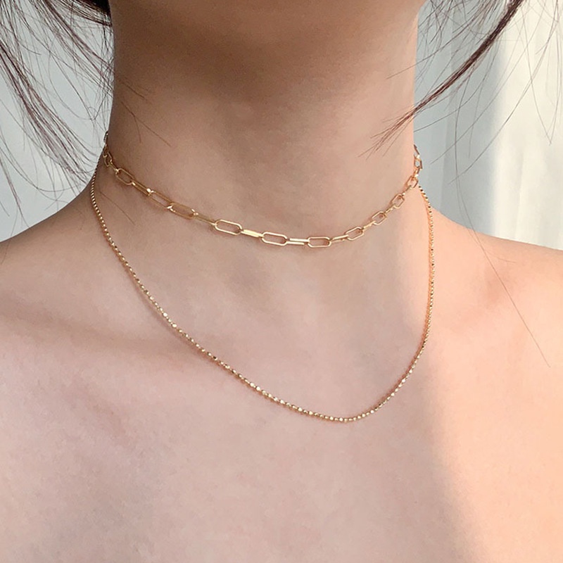 Double-Layer Korea Rantai Kalung In Angin Dingin Kalung Klavikula Rantai Wanita Kepribadian Kalung Fashion Aksesoris Perhiasan