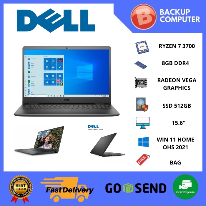 DELL INSPIRON 3515 Ryzen 7‐3700U/8GB /512GB SSD /Win11 Home +OHS